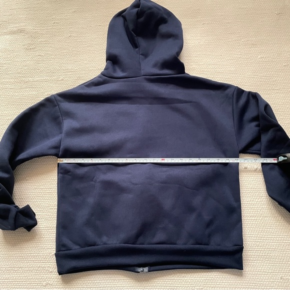 Full Zip Drawstring Hoodie Unisex Navy Blue Size S - Picture 6 of 7